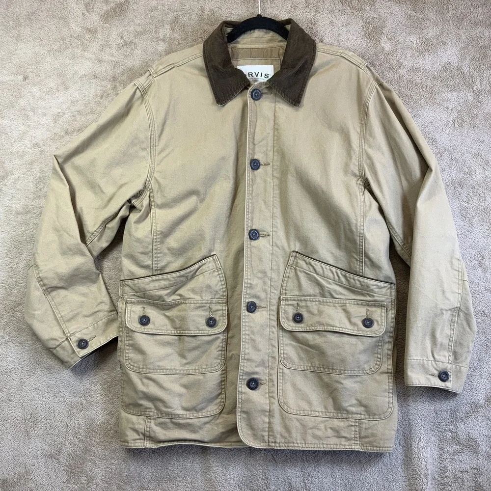 Orvis Barn Jacket Field Chore Coat Mens Medium Quilted Liner Corduroy Collar Vtg